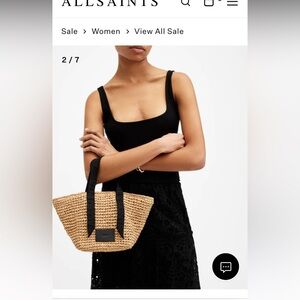 All Saints mini straw tote bag